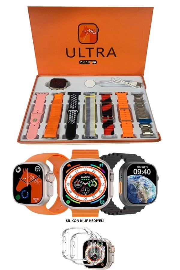 Ultra 7 In 1 Straps 2.1 Inch Hd Screen & Bluetooth Calling Smart Watch